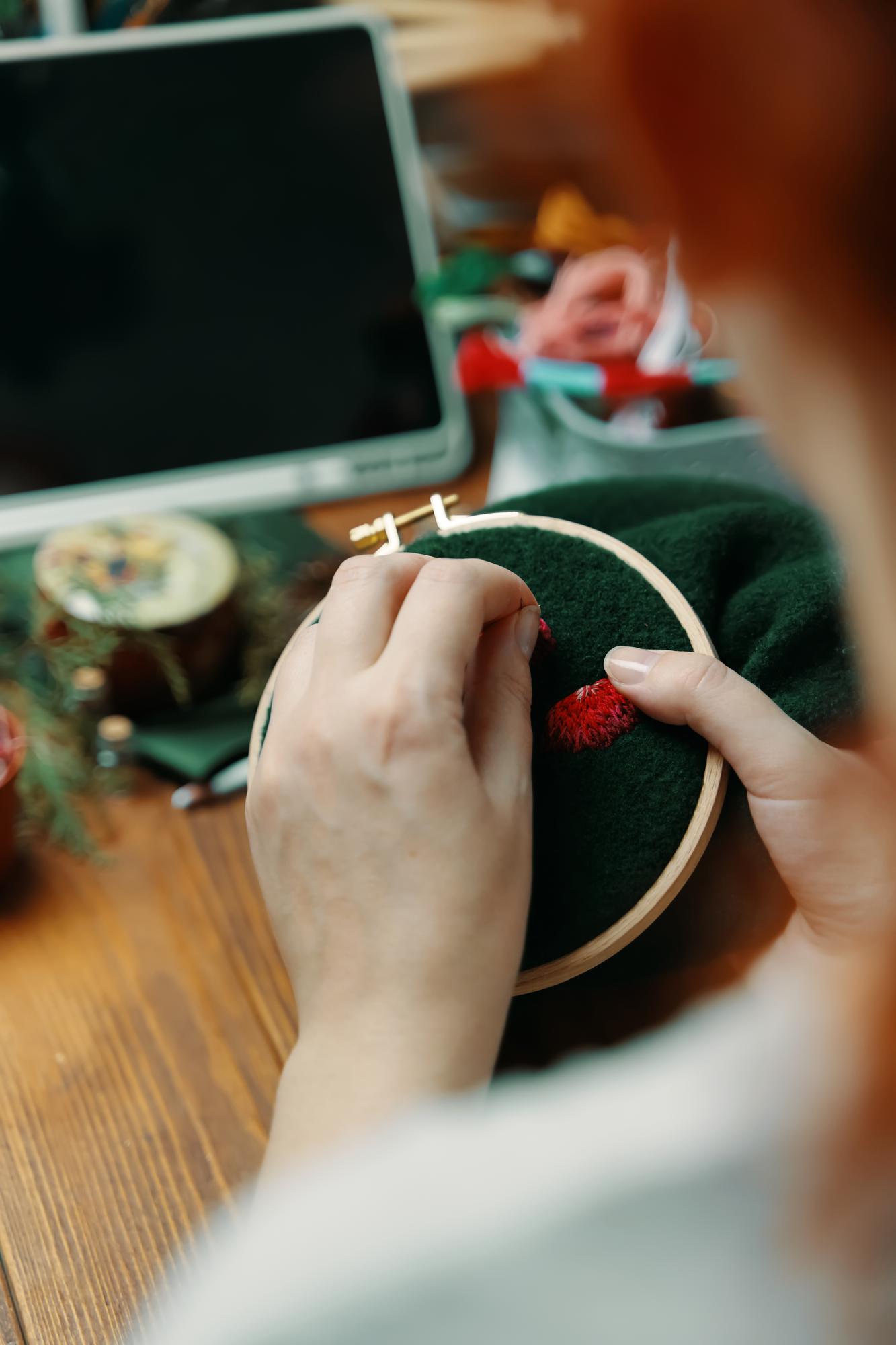 Embroidery workshop with artisan at work
